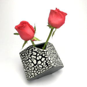 White Crackle Cube Vase