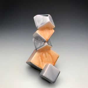 Medium Cubic Vase - Orange and Mauve