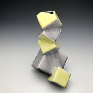 Medium Cubic Vase - Yellow and Mauve