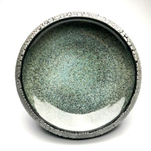 Bowl with White Crackle Rim - Blue