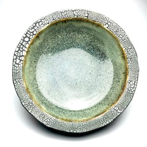 Large Bowl with White Crackle Rim - Blue